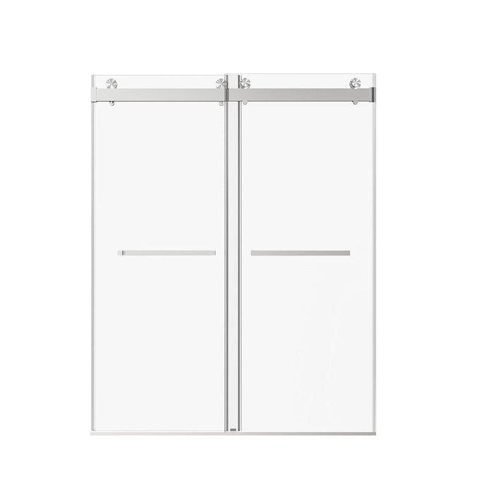 Frameless Double Sliding Soft-Close Shower Door, 3 / 8" (10Mm) Thick SGCC Tempered Glass Door, Matte