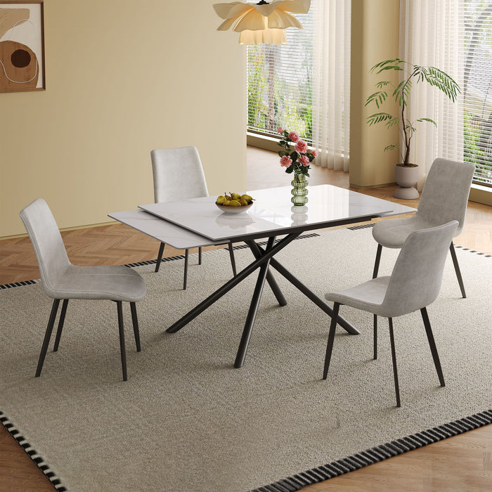 Retractable Sintered Stone Dining Table Set With Chairs