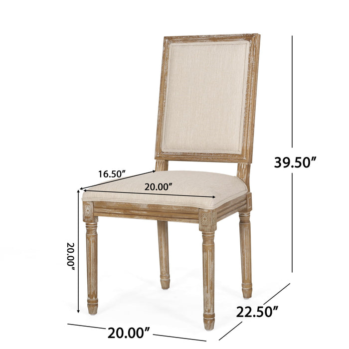 French Country Style Dining Chair With Upholstered Seating And Fluted Legs