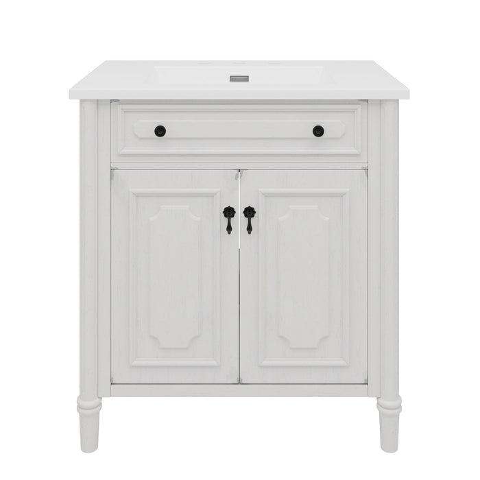 Vintage Bathroom Vanity With Sink, Rustic Cabinet With Soft Close Doors