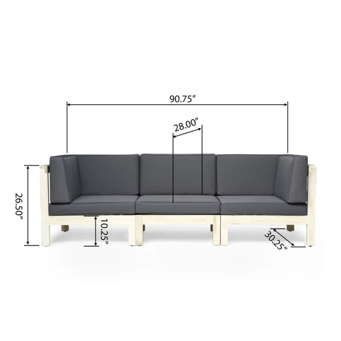Oana - Modern 3 Piece Sofa Set With Water Resistant Cushions - Light Gray