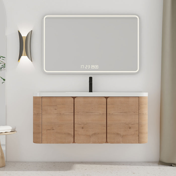 Wall Mounted Bathroom Vanity With Sink, 3 Soft Close Doors