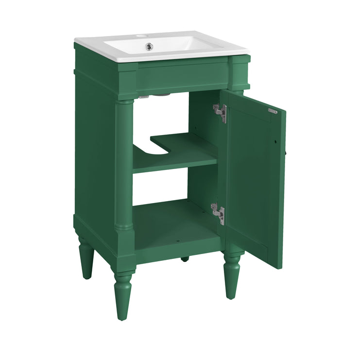Bathroom Vanity With Sink, Storage Cabinet With Door, Drop In Sink, Compact Freestanding Design