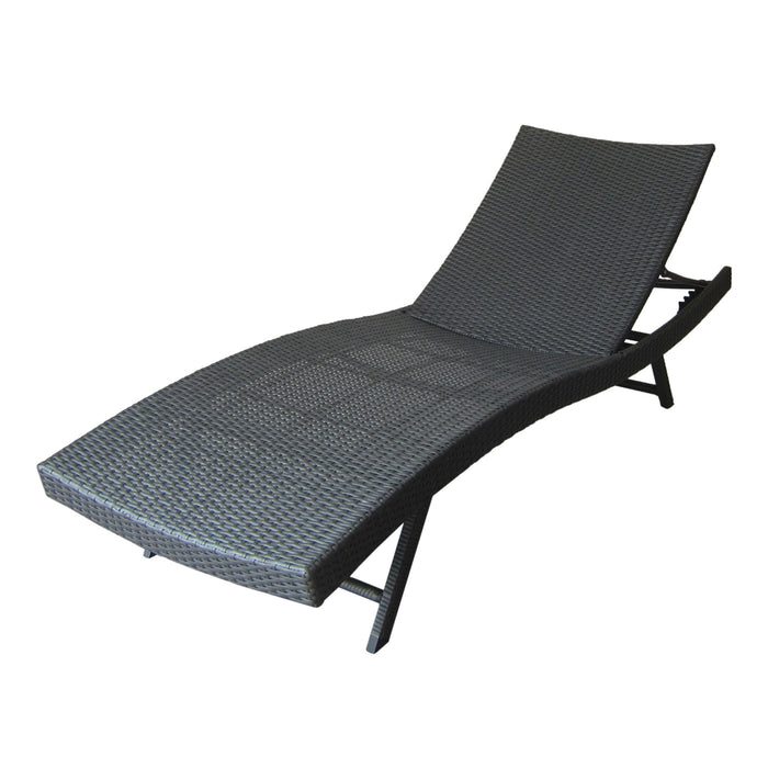 Modern Kauai Wicker Chaise Lounge With Adjustable Seat Back - Gray