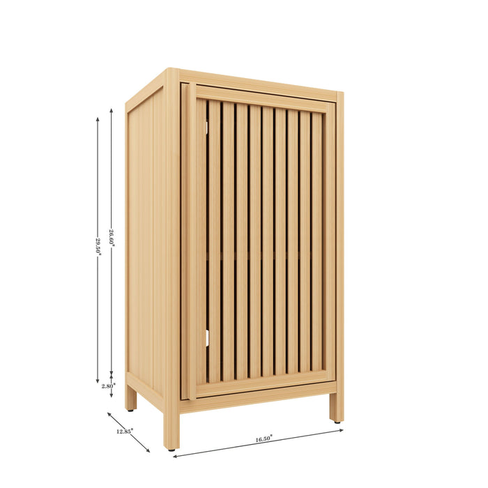 Bamboo Freestanding Storage Cabinet With Door And Shelf For Bathroom, Living Room, Kitchen - Natural / Natural Wood