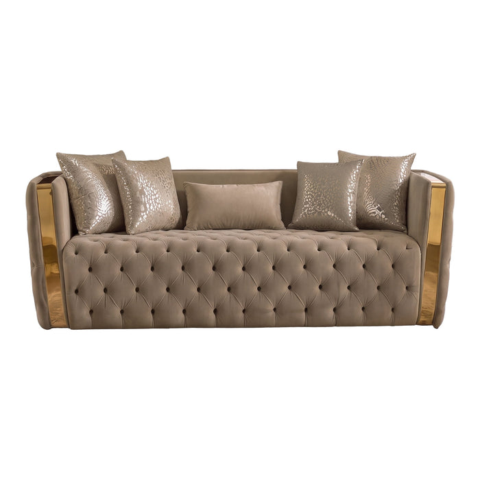 Naomi - Button Tufted Sofa - Taupe