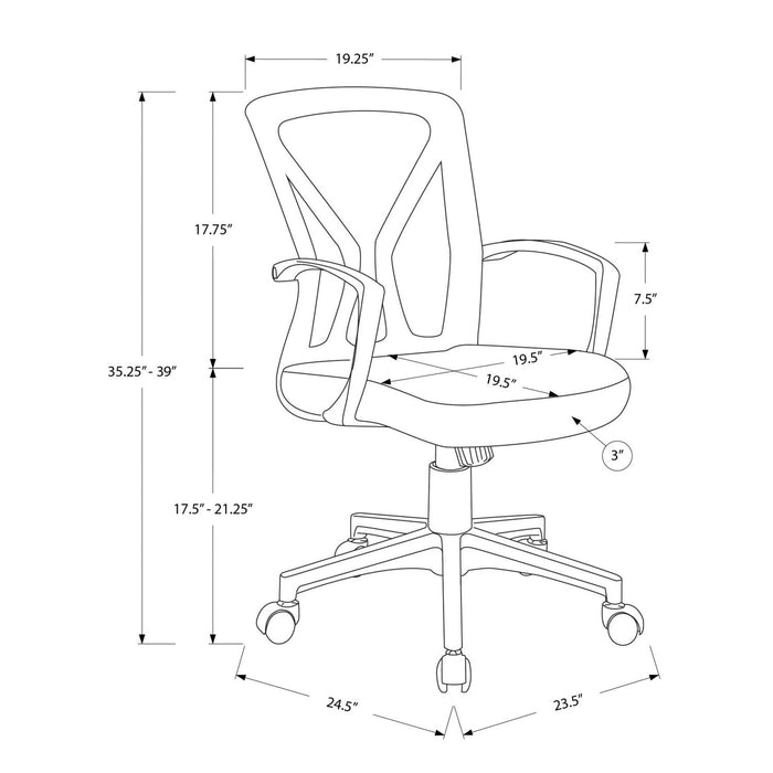 Office Chair With Adjustable Height, Swivel - Black