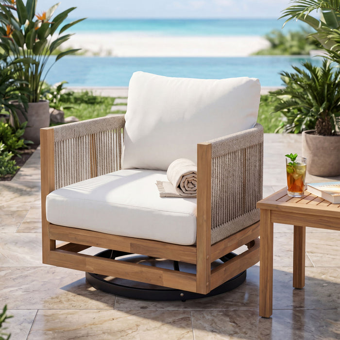 Outdoor Swivel Base Chair & Cushions