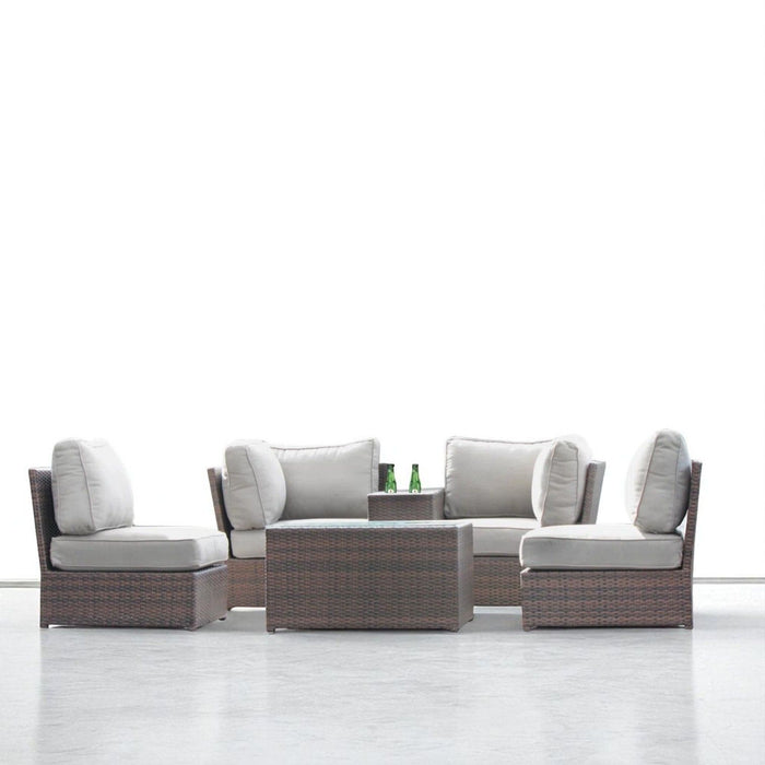 Comfortable Modern Patio Rattan Sectional Set With Cushions