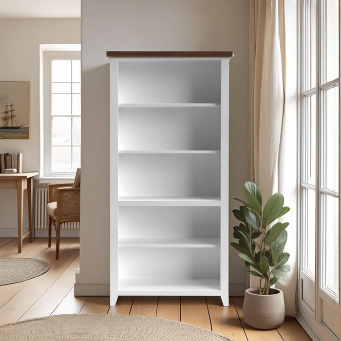 Hampton - High 5 Shelf Bookcase - Jasmine Whitewash / Barnwood