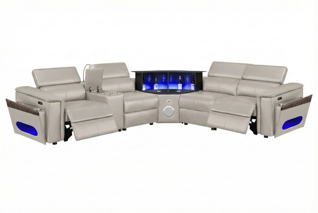 Nova - Sectional With Bluetooth Speaker, LED And Lifting Wine Cabinet