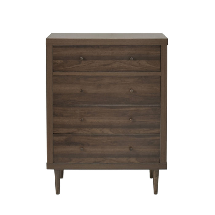 Farhart - Mid Century Modern 4 Drawer Dresser - Walnut