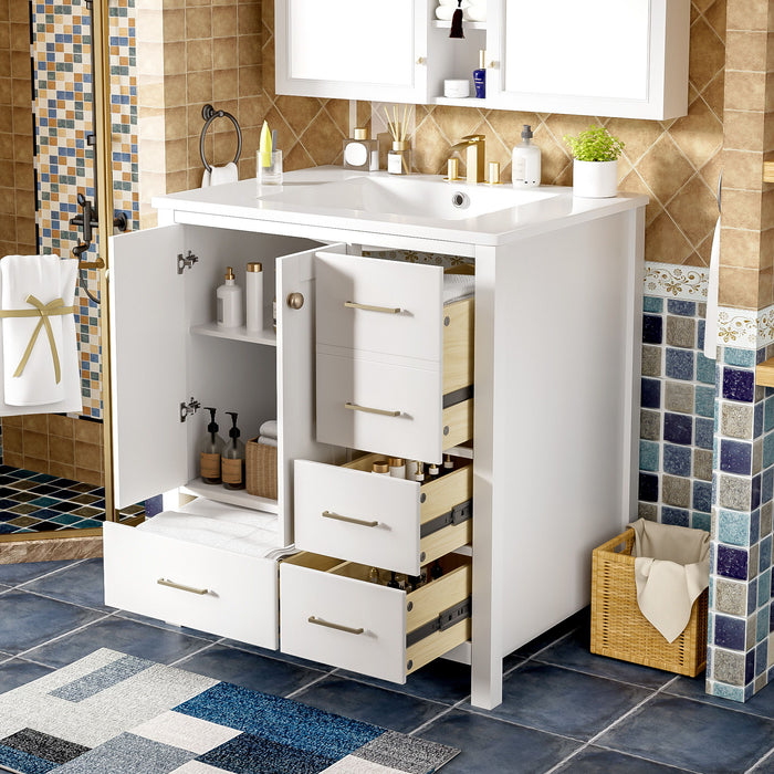 Retro Style Bathroom Vanity With Sink, Storage Cabinet