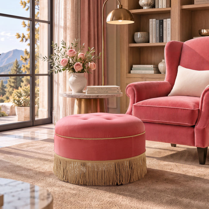 Yolanda - Round Upholstered Accent Ottoman
