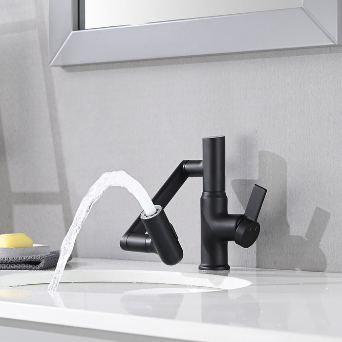 Bathroom Sink Faucet With Spray Function And Temperature Display, Anti Skid Switch, 360 Degree Rotary
