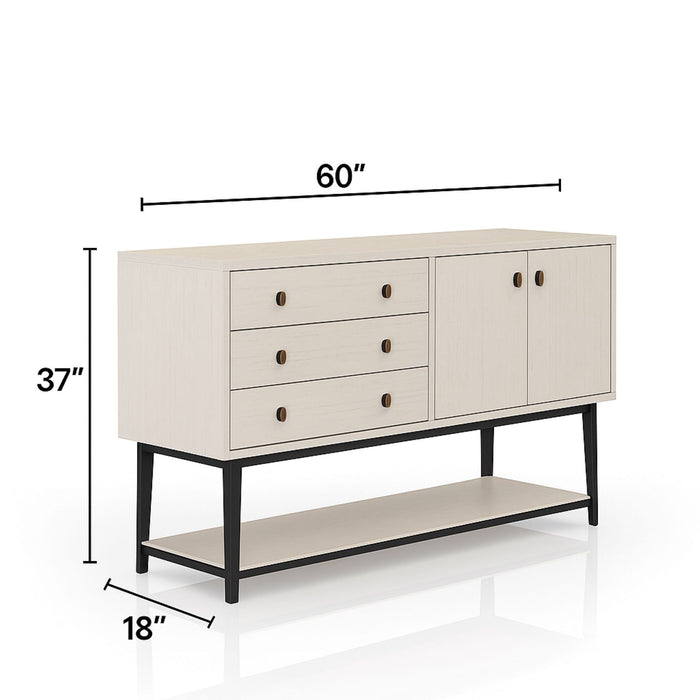 Server With Metal Base - White