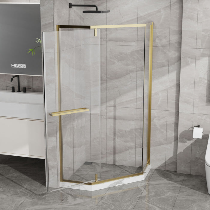 Goodyo - Neo-Angle Frameless Shower Door - Gold
