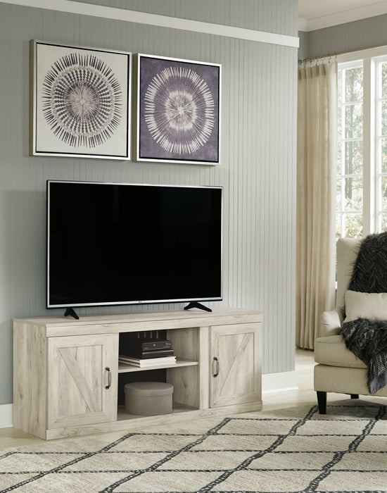 Bellaby - TV Stand With Faux Firebrick Fireplace Insert - Whitewash