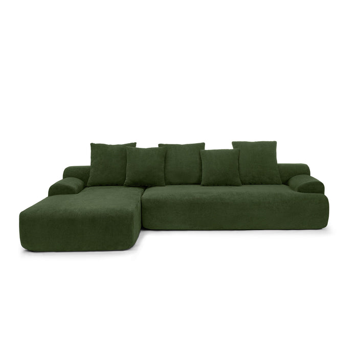 L-Shape Sectional Sofa, Modular Compressed Couch For Living Room Bedroom, 4 Seater - Green