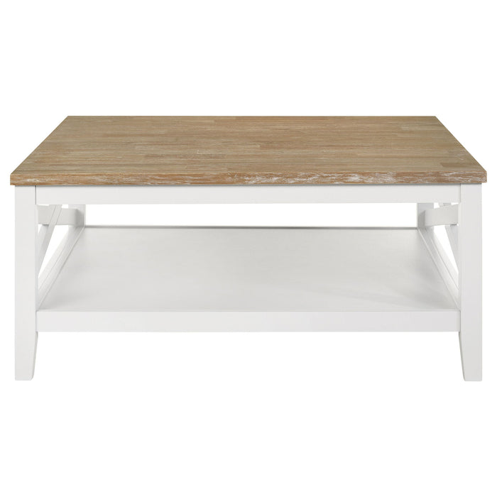 Evanston - Square Coffee Table With Shelf - White