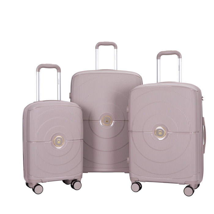 3 Piece Set Expandable Hardshell Suitcase Double Spinner Wheels