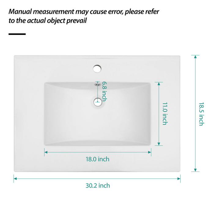 Premium Rectangular Vanity Top With Single Faucet Hole And Overflow