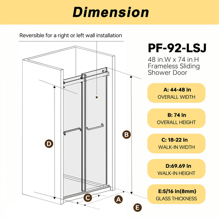 Frameless Double Sliding Shower Door