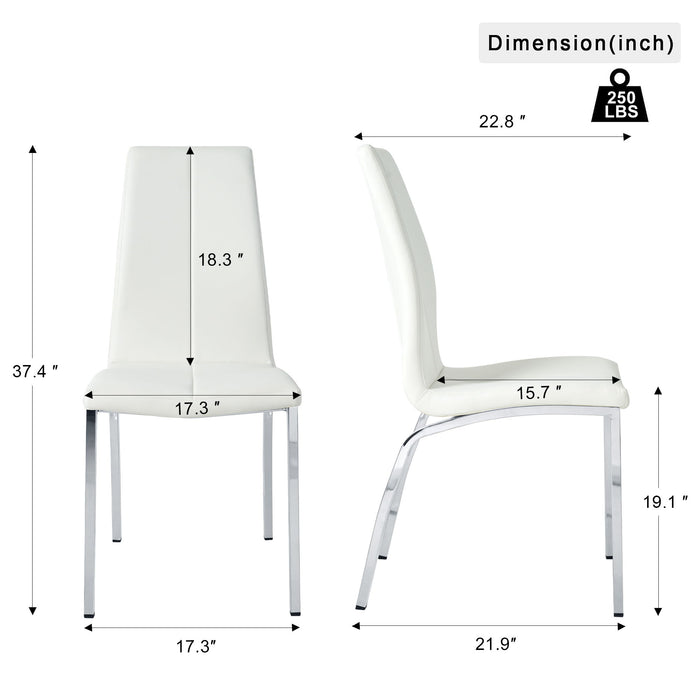 Modern Upholstered Dining Chair (Set of 4) With Electroplated Metal Legs - White