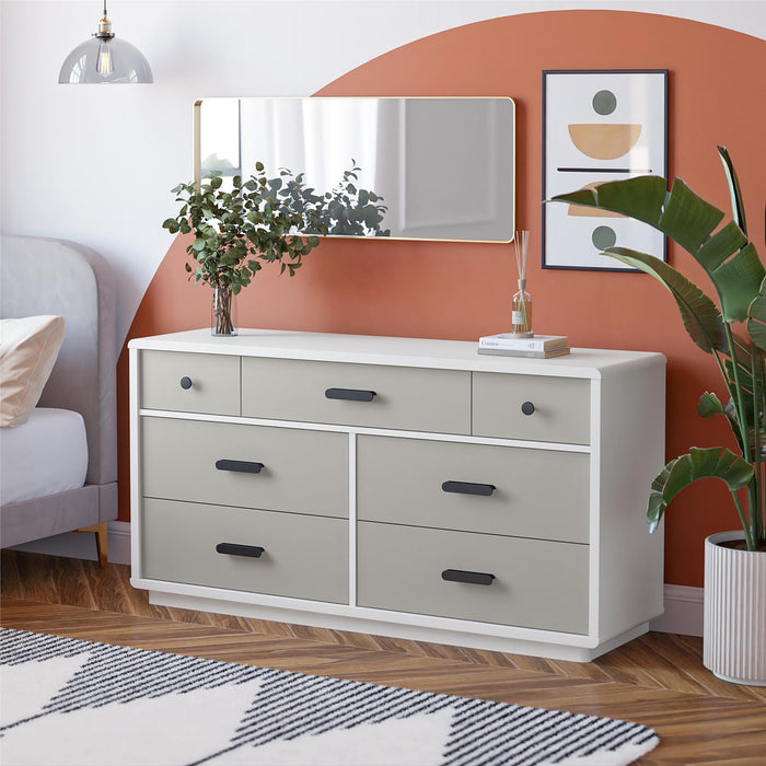 Valencia - 7 Drawer Wide Dresser - Taupe