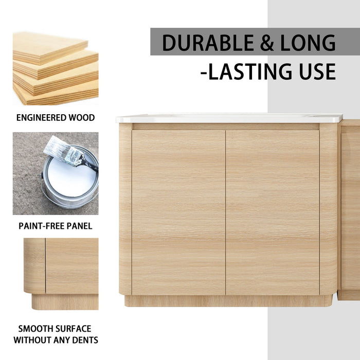Soft Close Door Freestanding Bathroom Vanity With Sink, 1 Small Storage Cabinet