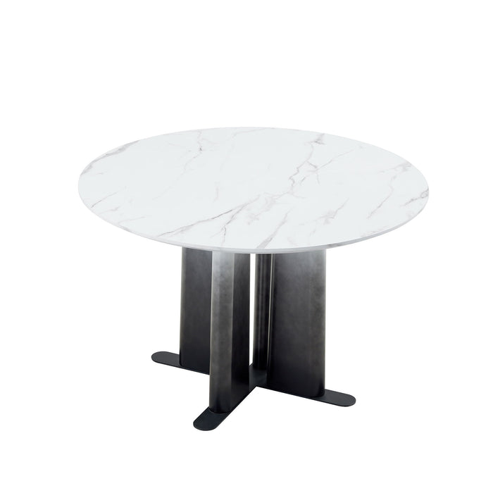 Round Dining Table With Cross Base, Modern Home Furniture