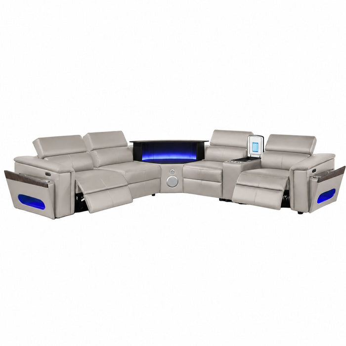Nova - Sectional With Bluetooth Speaker, LED And Lifting Wine Cabinet