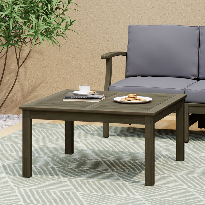 Perla - Rustic Square Coffee Table With Block Legs