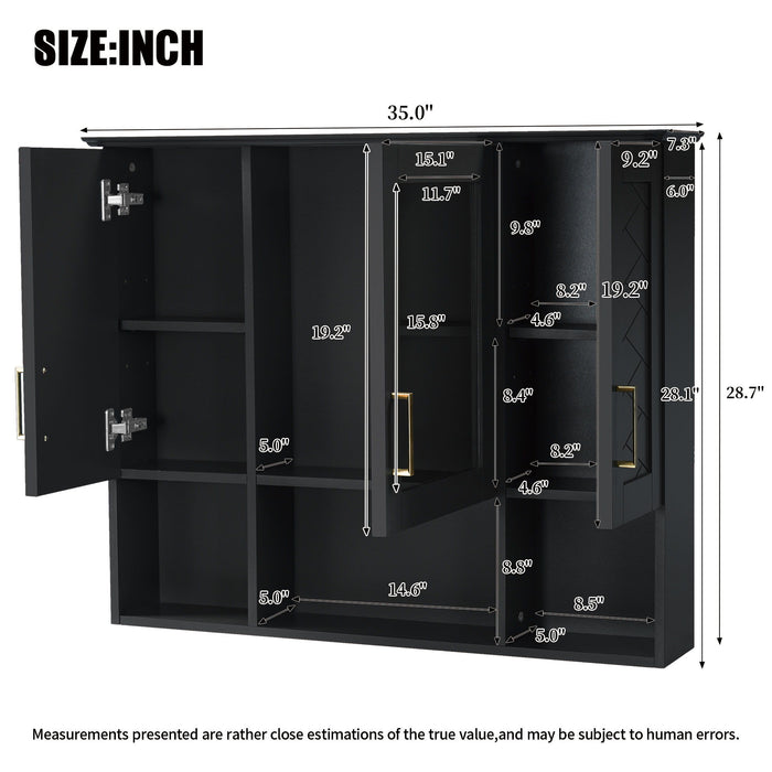 Modern Wall Mounted Medicine Cabinet With Adjustable Shelves, Soft Close Doors, High Define Mirror