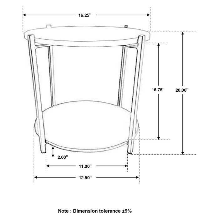 Bleskin - Round Accent Side Table With Shelf - White