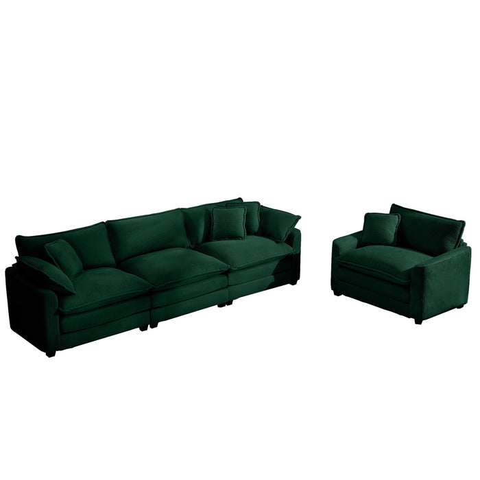 Elegant Corduroy Oversized Sectional Sofa Set With Deep Seats And Flexible Layout
