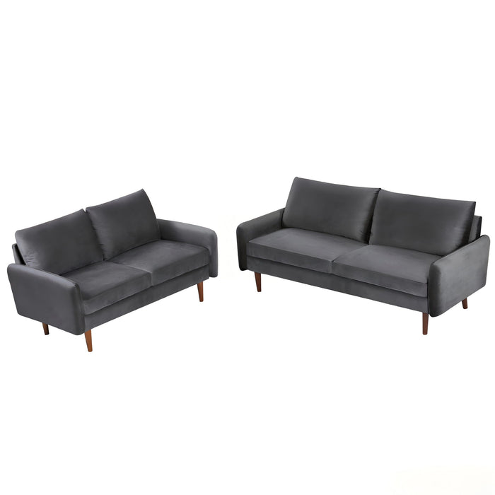 Kent - 2 Piece Sofa & Loveseat Set For Living Room - Gray