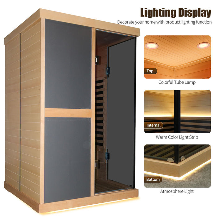 Double Person V Shaped Far Infrared Sauna Room - Natural