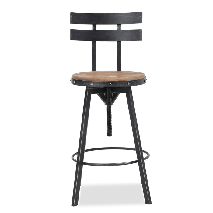 Industrial Modern Swivel Barstool With Adjustable Height - Black / Natural