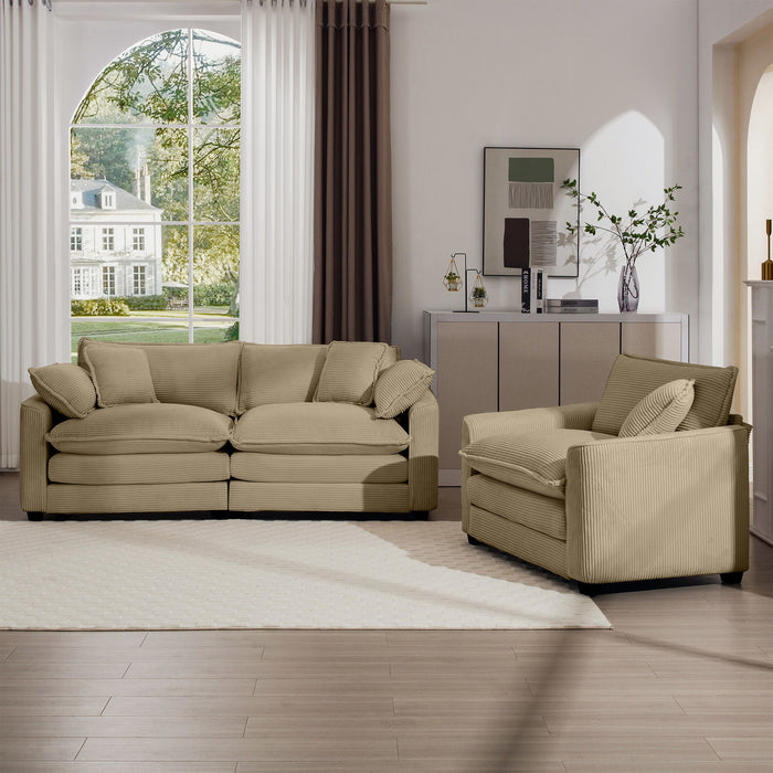 Elegant Corduroy Oversized Sectional Sofa Set With Deep Seats And Flexible Layout
