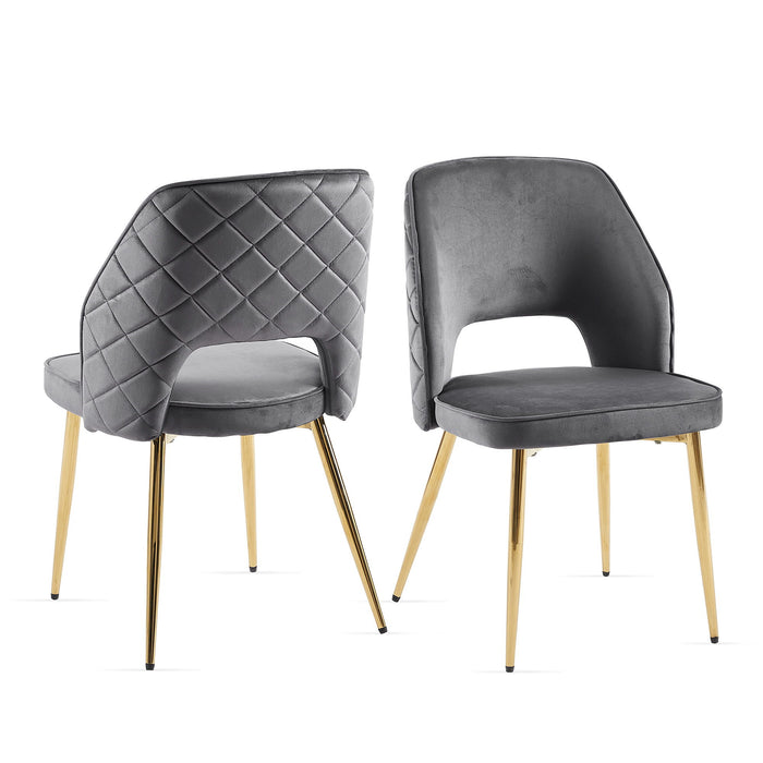 Dining Chairs With Metal Legs And Hollow Back Upholstered Dining Chairs