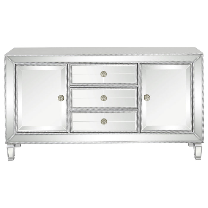 Gabrielle - 3 Drawer Mirrored Storage Accent Cabinet - Silver