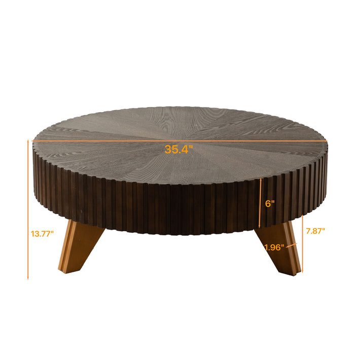 Round Retro Coffee With Solid Wood Legs