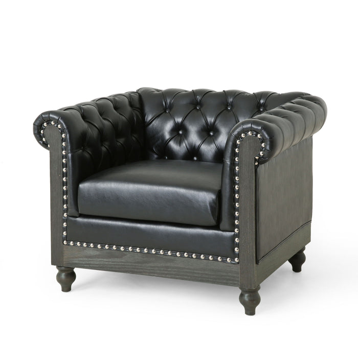 Luminex - Tufted Upholstered Club Chair With Nailhead Accents And Scrolled Tuxedo Arms