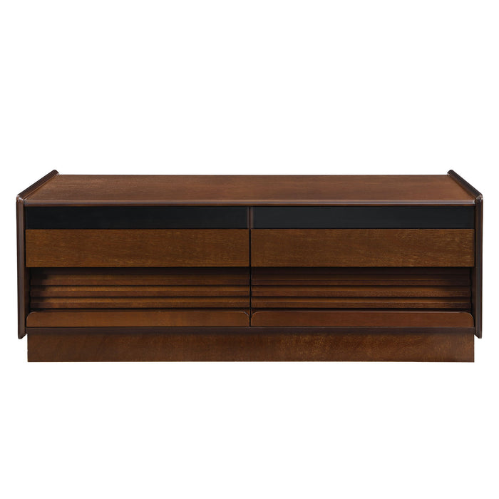 Modern Rectangle Coffee Table With 4 Drawers And 2 Display Shelves