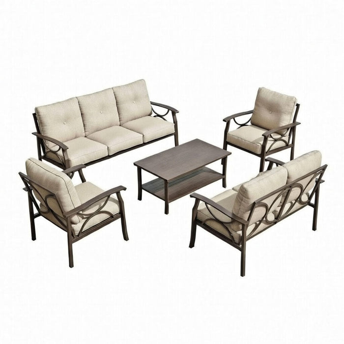 Patio Furniture Set With Coffee Table And Cushions For Backyard
