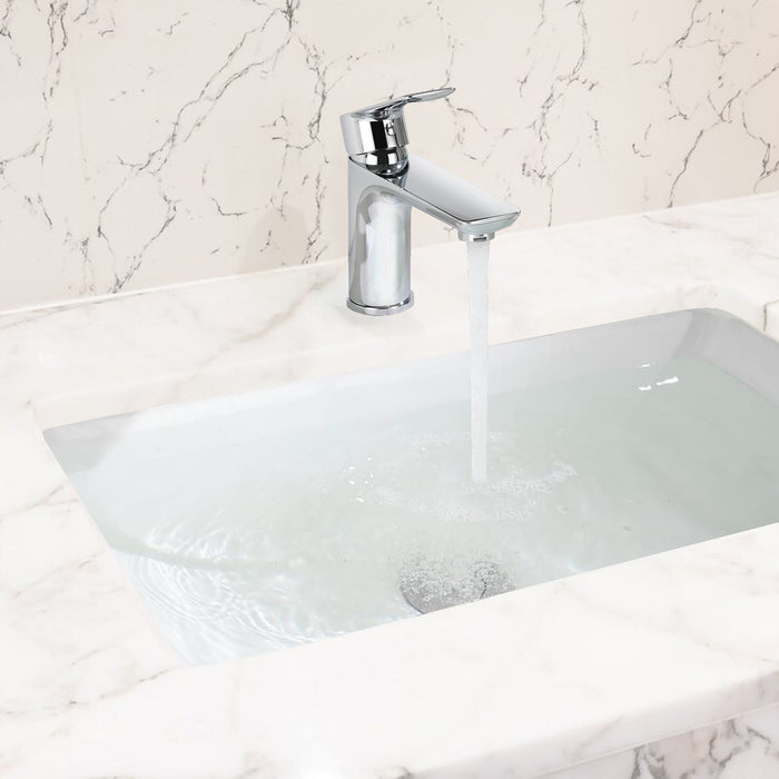 Single Handle Lavatory Basin Sink Faucet Brass Bathroom Faucet With Hot And Cold Water Control - Chrome