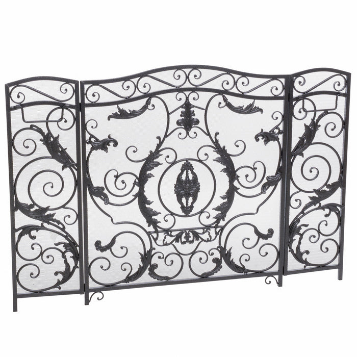 Mariella - Traditional Floral Iron Fireplace Screen With Ornate Design