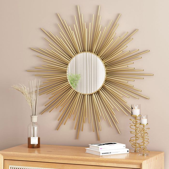 Modern Glam Sunburst Wall Mirror - Gold