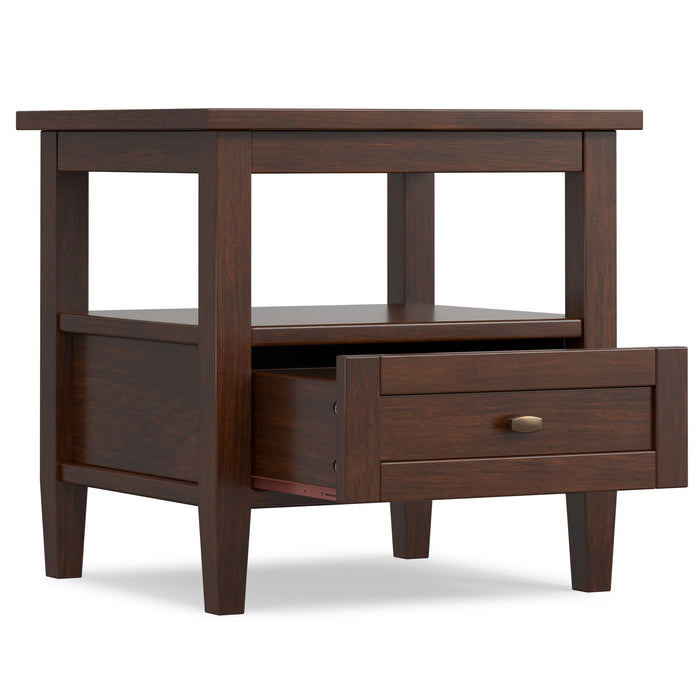 Warm Shaker - End Table With Smooth Drawer Storage - Brown